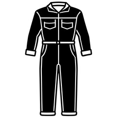 Mechanic Jumpsuit Silhouette Vector &ndash; Black on White