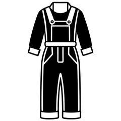 Mechanic Jumpsuit Silhouette Vector &ndash; Black on White