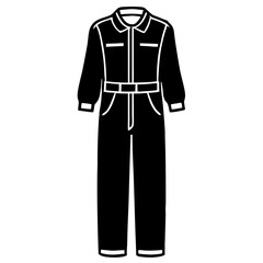 Mechanic Jumpsuit Silhouette Vector &ndash; Black on White