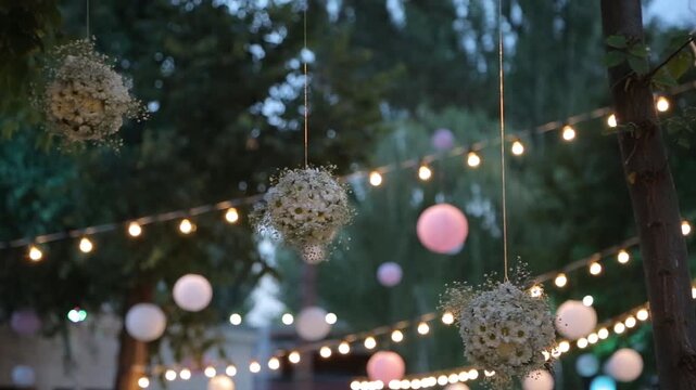 festive street decoration with lanterns