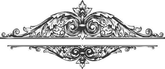 Elegant scrollwork border engraving art transparent and eps