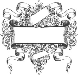 Intricate floral frame engraving art transparent and eps