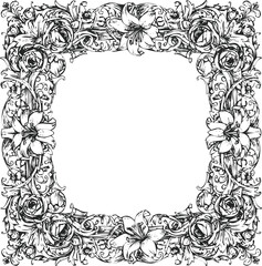 Intricate floral border engraving art transparent and eps
