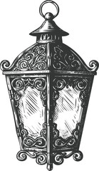 Intricate lantern engraving art transparent and eps