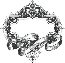 Ornate decorative frame intricate scrollwork engraving art transparent and eps