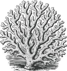 Intricate coral reef engraving art transparent and eps
