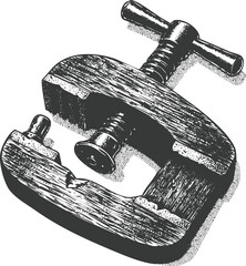 Antique metal clamp detailed engraving art transparent and eps