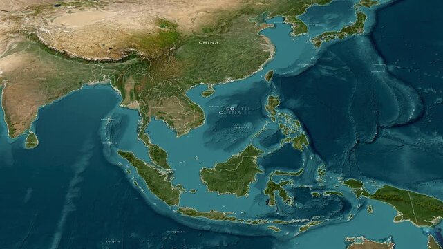 Animated Map of South China Sea with Countries and Territories