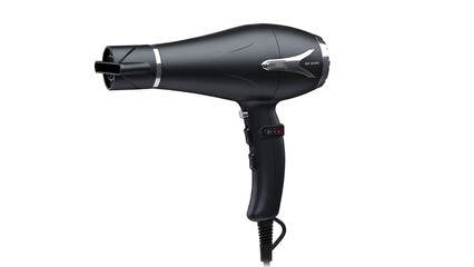 Black Hairdryer Product Shot Isolated on White Background