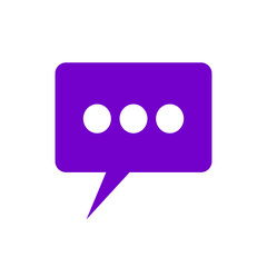 Purple chat bubble, speech bubble icon. Violet chat icon, symbol, speech sign vector icon.