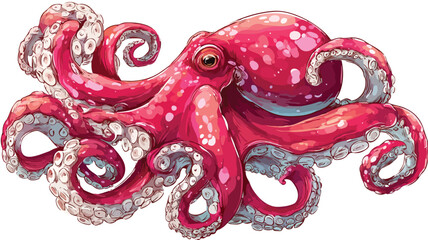 Vibrant Cartoon Octopus Illustration for Children's Marine Themes