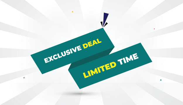 exclusive deal limited time editable eps format web banner vector art illustration template design light green shapes yellow bold font white gray gradient abstract illustration sunshine business backg