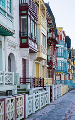 Fa&ccedil;ades belle &eacute;poque, Mers-les-Bains, station baln&eacute;aire de la c&ocirc;te picarde, France