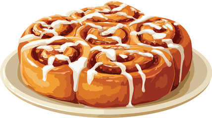Delicious Cinnamon Bun Flat Vector Illustration for Culinary Designs and Bakery Promotions
