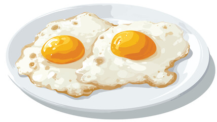 Sizzling Fried Eggs Cooking in Flat Vector Style