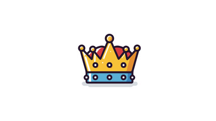 Regal King Flat Vector Icon on White Background with Outline - Vector Illustration