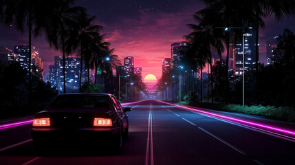 cyberpunk style night drive