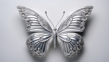 elegant silver butterfly showcasing intricate wing patterns in isolation