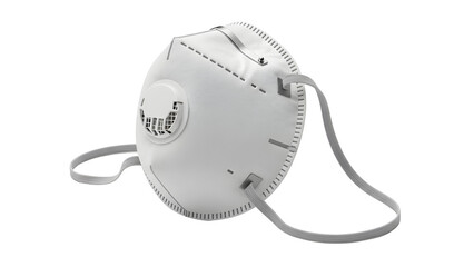 White FFP2 Respirator Mask with Exhalation Valve Isolated on White Background