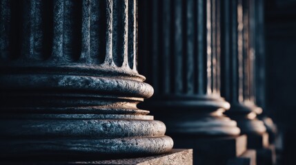 Columns Provide a Background for Discussions on Business Legal Strategies Under Structured Lighting in a Professional Setting