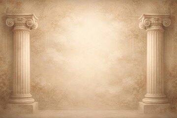 Obraz premium Historic Columns Stand in an Indoor Space With a Faded Background, Creating a Sense of Depth and Time, Evoking a Classical Atmosphere in the Room