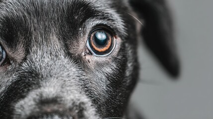 Close-up of a Pet Dog With Gentle Eyes Showing Trust in Soft Light Creating an Intimate Mood for Pet Food Advertisement