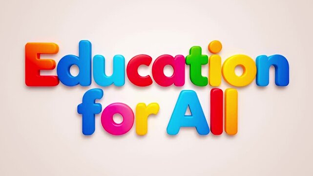 &ldquo;Education for All&rdquo; bold friendly typography, rounded sans-serif font, bright uplifting colors, clean white background, modern educational poster style, positive inclusive feeling.