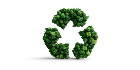 Green forest recycle symbol on white background