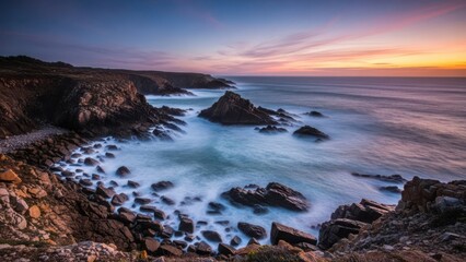 Rocky coast at sunset