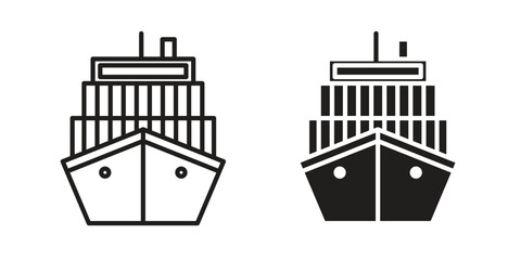 Cargo ship icons in different styles. Simple icon design © Abstractor