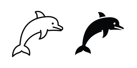 Fototapeta premium Dolphin icons in different styles. Simple icon design