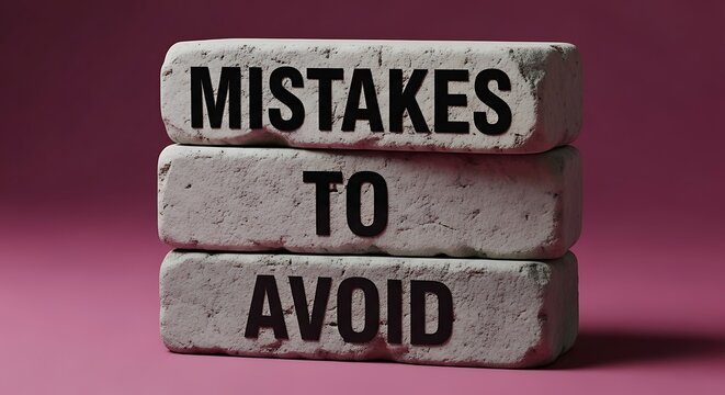 Stacked bricks with text mistakes to avoid words