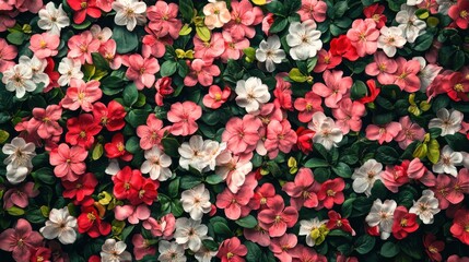 Fototapeta premium A vibrant floral tapestry of impatiens flowers showcasing beauty and colors
