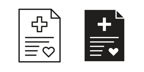 Fototapeta premium Medical records icons in different styles. Simple icon design