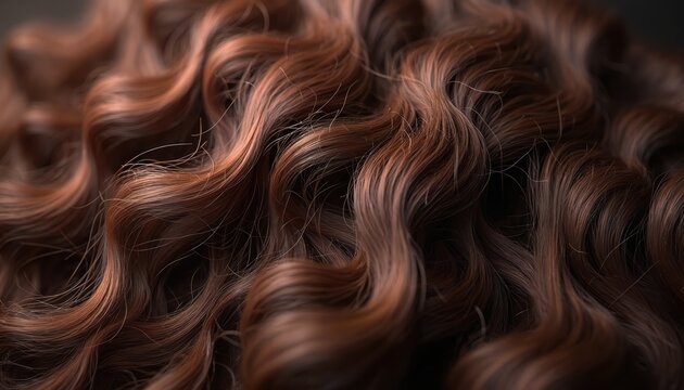 Deep brown wavy hair texture with light highlights. Smooth lustrous strands create volume and natural appeal. Perfect for beauty and fashion visuals.