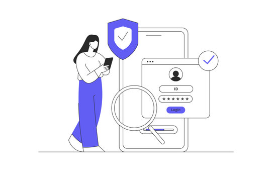 Data protection anti virus. IT security using cyber security services to protect private personal data, credit card pin, user login account password urgency. Flat Cartoon Vector Illustration, icon web