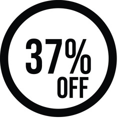 Fototapeta premium 37% OFF Sale Discount Round Badge Icon Isolated on White