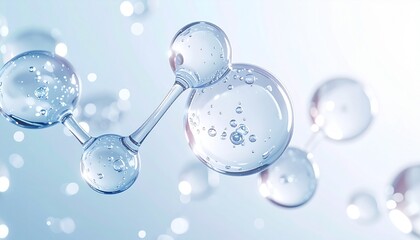 美容液分子と水滴の透明表現 高保湿成分と美容科学 ジェネレーティブAI