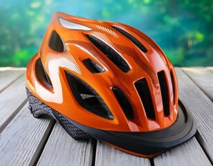 bright orange bike helmet with ventilation for safe cycling adventures and active outdoor sports