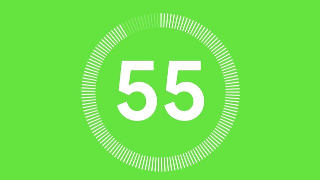 1 minute or 60 second countdown with circle animation, 60 to 0 animation countdown. 4K video