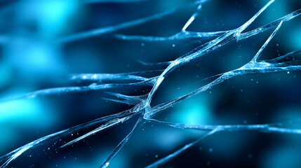 Abstract cracked ice or glass texture with blue tones represents fragility, cold, and structural breakdown.
