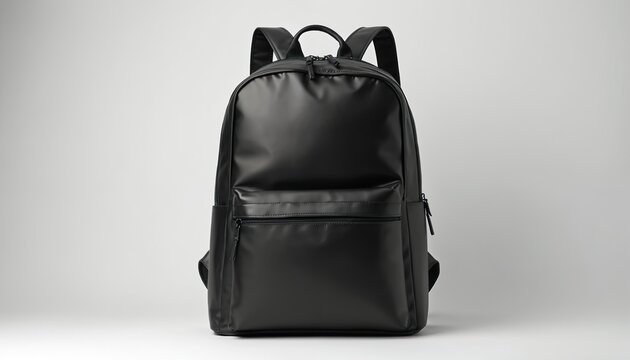 Modern black backpack with multiple zippers, compartments, perfect for travel, school, everyday carry. Sleek design suits urban commuters, adventurers. Versatile bag offers ample storage, comfort for