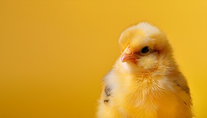 Obraz premium studio picture of yellow chick on yellow bakcground banner design