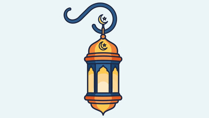 Obraz premium Traditional Islamic Lantern with Crescent Moon Symbol.