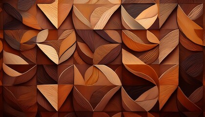 Obraz premium earth toned mosaic of interlocking shapes with textured edges inspired by natural patterns and geometry