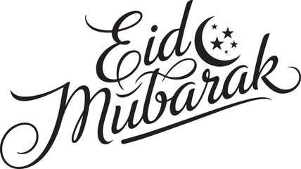 Eid Mubarak greeting with crescent moon and stars © Abdullah