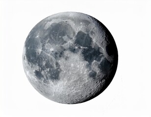 detailed moon surface isolated on white background
