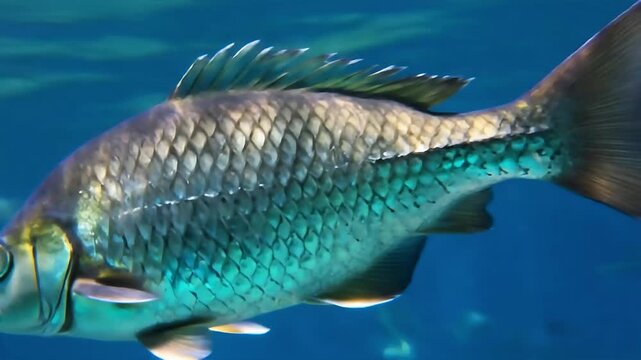 Close-up of colorful fish scales, Close-up of fish scales showing intricate patterns and colors