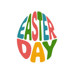 Easter day celebration with colorful egg Vector illustration isolated on white background