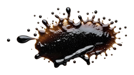 Abstract art of liquid splashing with vibrant colors on transparent background